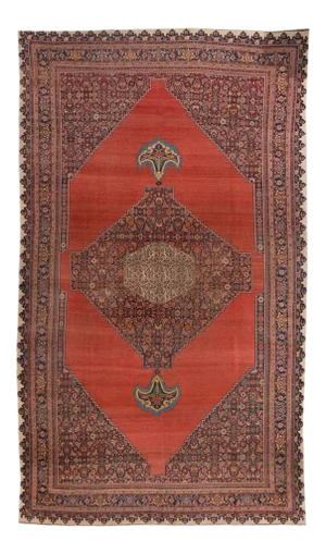 Antique Bidjar Handmade Persian Red Wool Rug With Medallion Motif