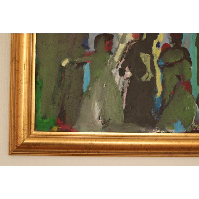 H. Zee, Conversation, 1950s, Oil on Canvas, Framed For Sale - Image 11 of 13
