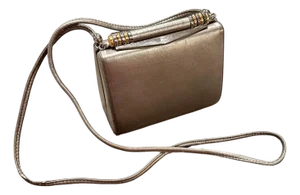 1960s Mid-Century Gray Leather Italian Minaudière Bag by Rodo