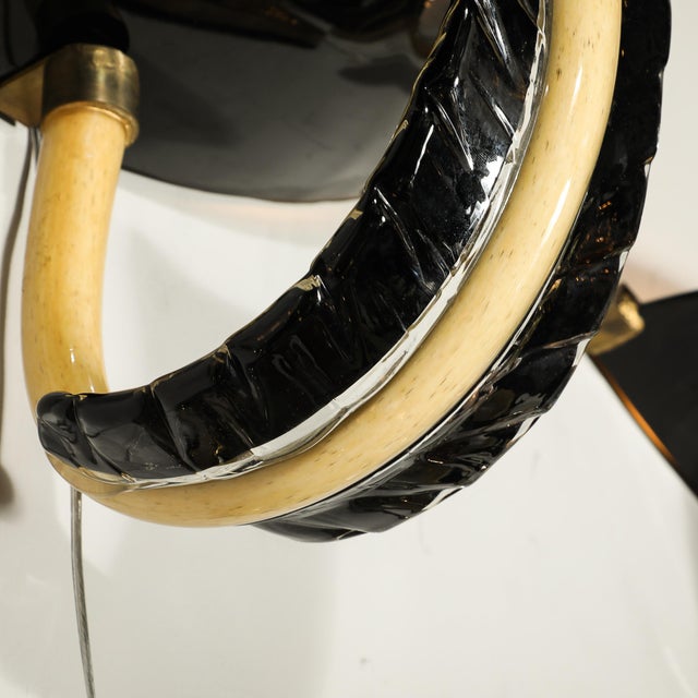 1950s Mid-Century Rare Hand-Blown Murano Black & Gold Acanthus Glass Sconces by Seguso - a Pair For Sale - Image 11 of 17