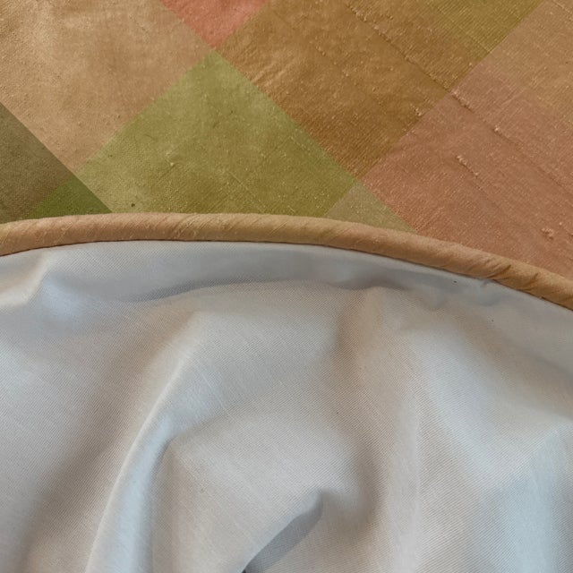 1960s Silk Taffeta Plaid Round Table Cloth For Sale - Image 4 of 8
