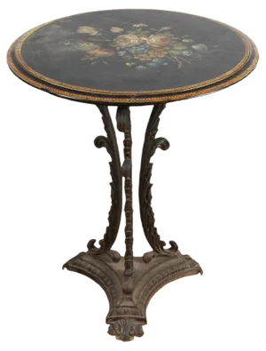 Cast Iron Side Table with Painted Slate Top