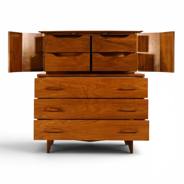 Brown Young Manufacturing Sculptural Vintage Mid Century Modern Highboy Dresser C. 1960s, Attributed For Sale - Image 8 of 17