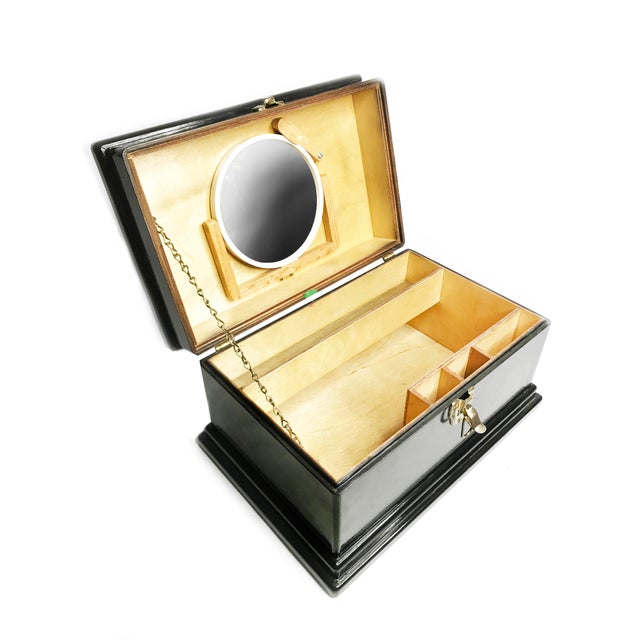 Large Vintage Mid Century Hand Made Black Lacquer Wooden Jewelry Box Chairish