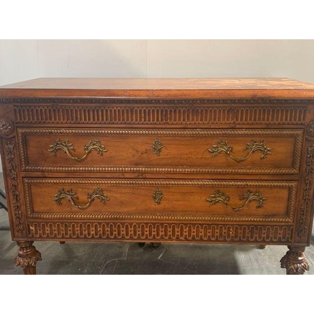 1980s Country French Carved Nightstands/Dressers- Pair For Sale - Image 4 of 9