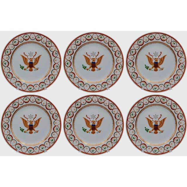 Antique Chinese Export Porcelain Dinner Plates, American Eagle Great Seal, Set of 6, Circa 1900 For Sale - Image 11 of 15