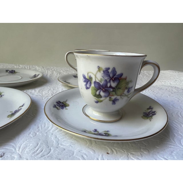 Vintage 1950s Eschenbach Bavaria Germany Porcelain Tea Set With Violets- 11 Pieces For Sale - Image 12 of 13