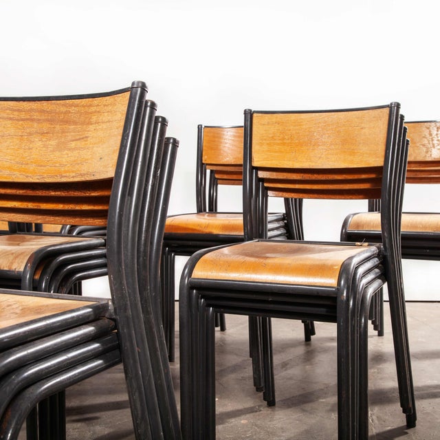 Wood French Stacking Dining Chairs from Mullca, 1960s, Set of 4 For Sale - Image 7 of 13