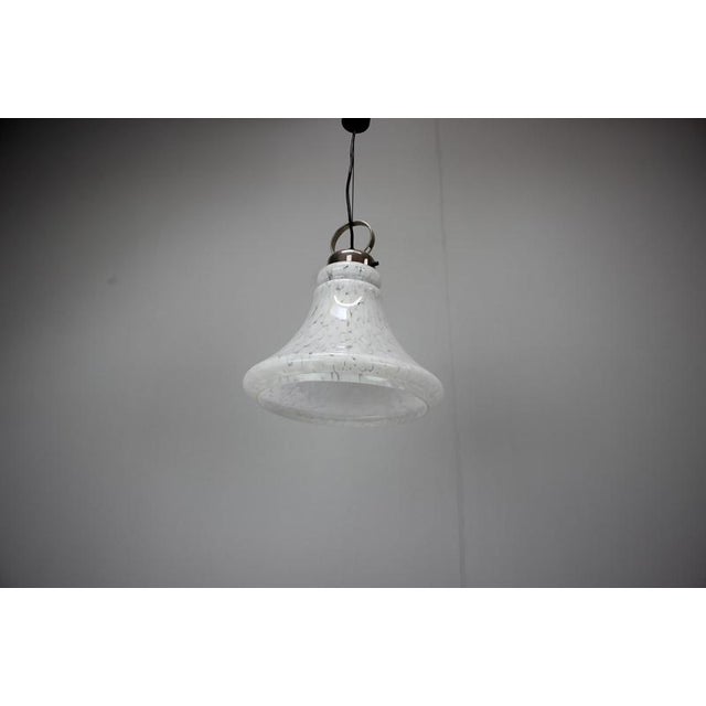 Mid-Century Bell Glass Pendant Lamp, Former Czechoslovakia, 1970s For Sale - Image 3 of 11