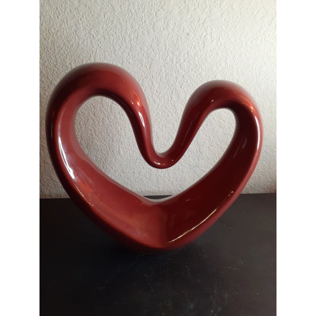 Contemporary 1970s Zsolnay Pecs Hungary Red Ceramic Heart Sculpture For Sale - Image 3 of 6
