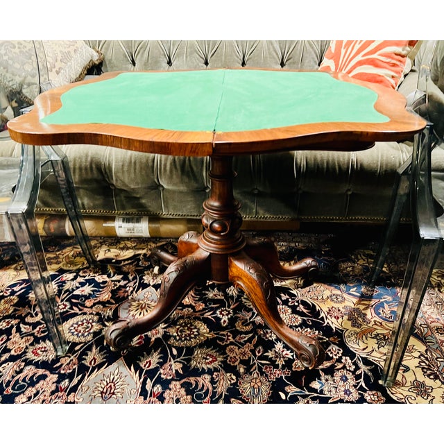 Victorian Burl Walnut & Marquetry Inlaid Flip-Top Game Table, Circa 1870 For Sale In Los Angeles - Image 6 of 11