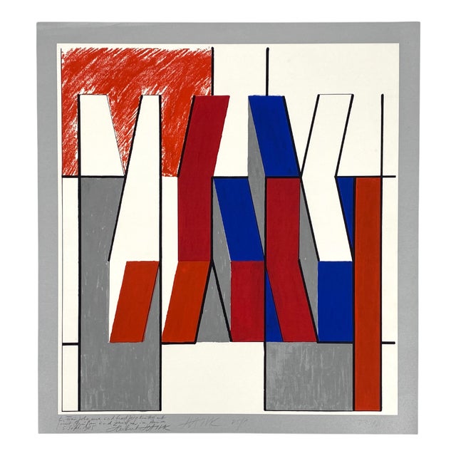 Otto Herbert Hajek, Composition, Color Screen Print, 1985 For Sale