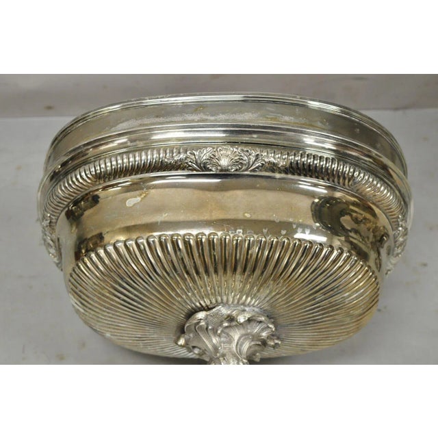 Early 20th Century French Rocco Style Silver Plated Cherub Dome Centerpiece Fruit Bowls - a Pair For Sale - Image 5 of 13