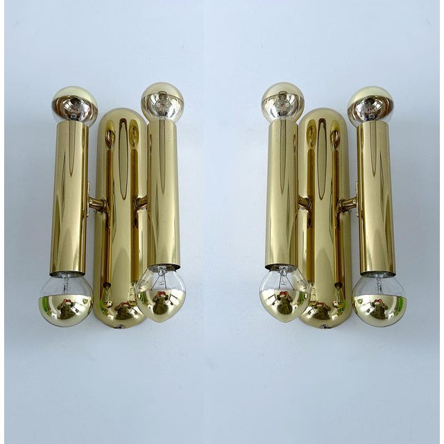 Gold Vintage Space Age Brass Sconces, 1970s, Set of 2 For Sale - Image 8 of 18