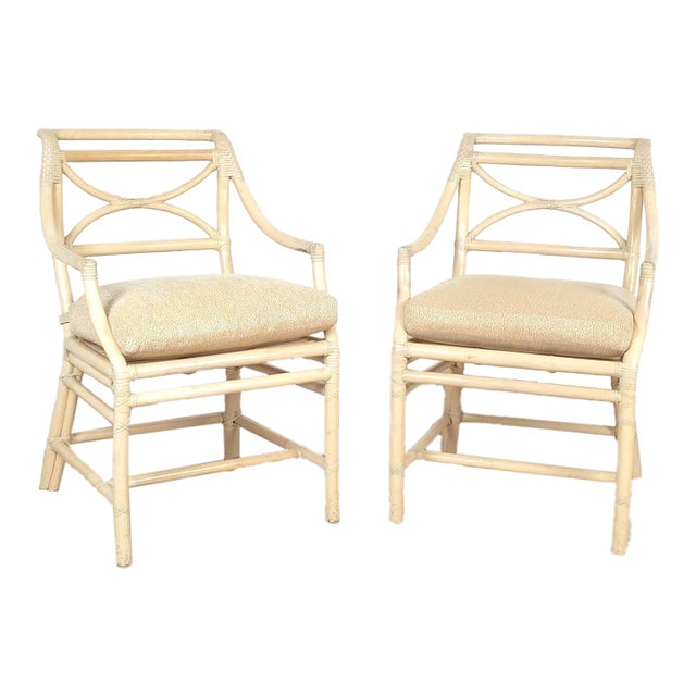 Pair of Vintage McGuire Armchairs, Circa 1980. Two Pairs Available For Sale