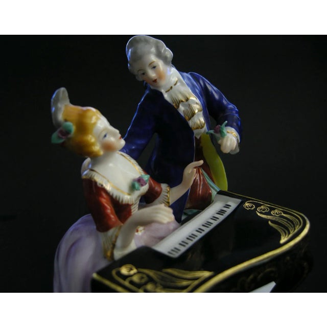 Mid-Century Renaissance Porcelain Piano Woman & Gentleman Courtship Made in Occupied Japan For Sale - Image 9 of 10