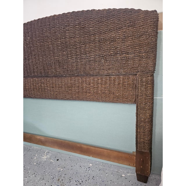 Late 20th Century Late 20th Century Coastal Boho-Chic Hand-Woven Banana Leaf Arched Headboard For Sale - Image 5 of 12