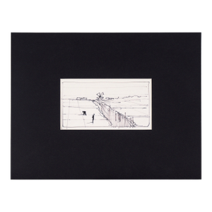 Tending the Fields - Windmill - Line Drawing Landscape in Ink on Paper by Laurence Sisson