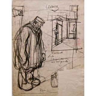 Gabriele Galantara, Request to the Giant, Mixed Media Drawing, 1907 For Sale