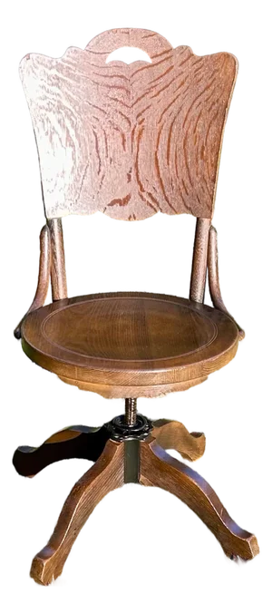 Antique, 1870’s Adjustable Height, Quarter Sawn Oak, Swivel Desk Chair, W/Wooden Casters