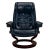 2000 - 2009 Ekornes Stressless Royal Recliner – Medium – Blue Leather With Wood Base - Made in Norway For Sale - Image 5 of 11