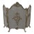 Antique Rococo Style Three Panel Ornate Silver Metal Fireplace Screen Birds For Sale