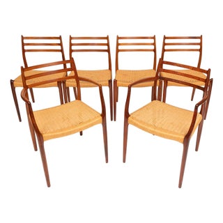 Vintage Niels Otto Møller Model 78 & 62 Dining Chairs – Rosewood Danish Cord Set of 8 For Sale