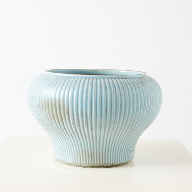 Asian Qing Style Clair de Lune Glaze Vase For Sale - Image 3 of 8