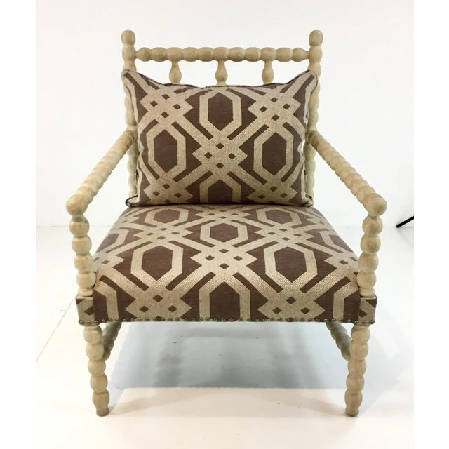 Brown Transitional Brown Geometric Print Rhodes Club Chair For Sale - Image 8 of 8