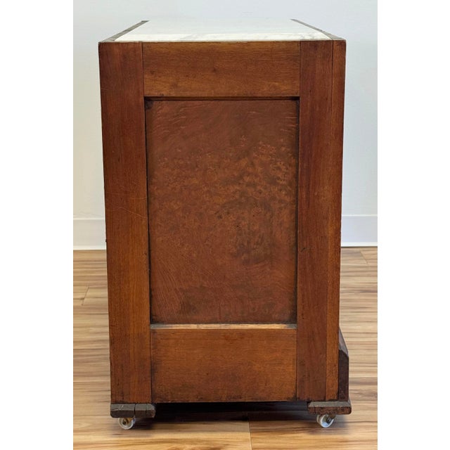 Brown Antique Beveled Marble Top Wood Three Drawer Eastlake Commode For Sale - Image 8 of 15