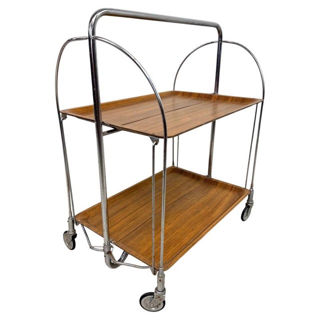 Mid-Century Dinett Folding Serving Cart from Bremshey & Co., 1970s For Sale - Image 10 of 10