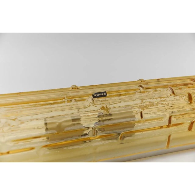 Yellow Tinted Structured Glass Sconce by Doria for Doria Leuchten, Germany, 1960s For Sale - Image 9 of 10