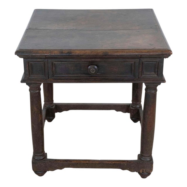 17th Century Italian walnut square side table For Sale