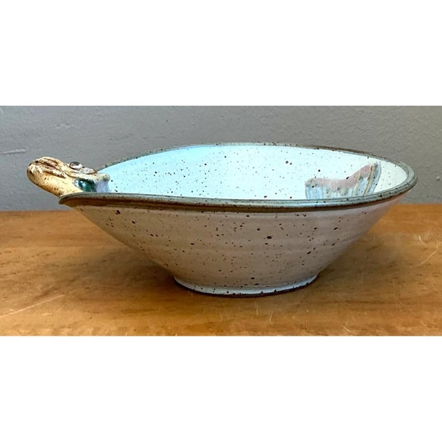 Vintage Handcrafted Fish Design Pottery Bowl For Sale - Image 10 of 12
