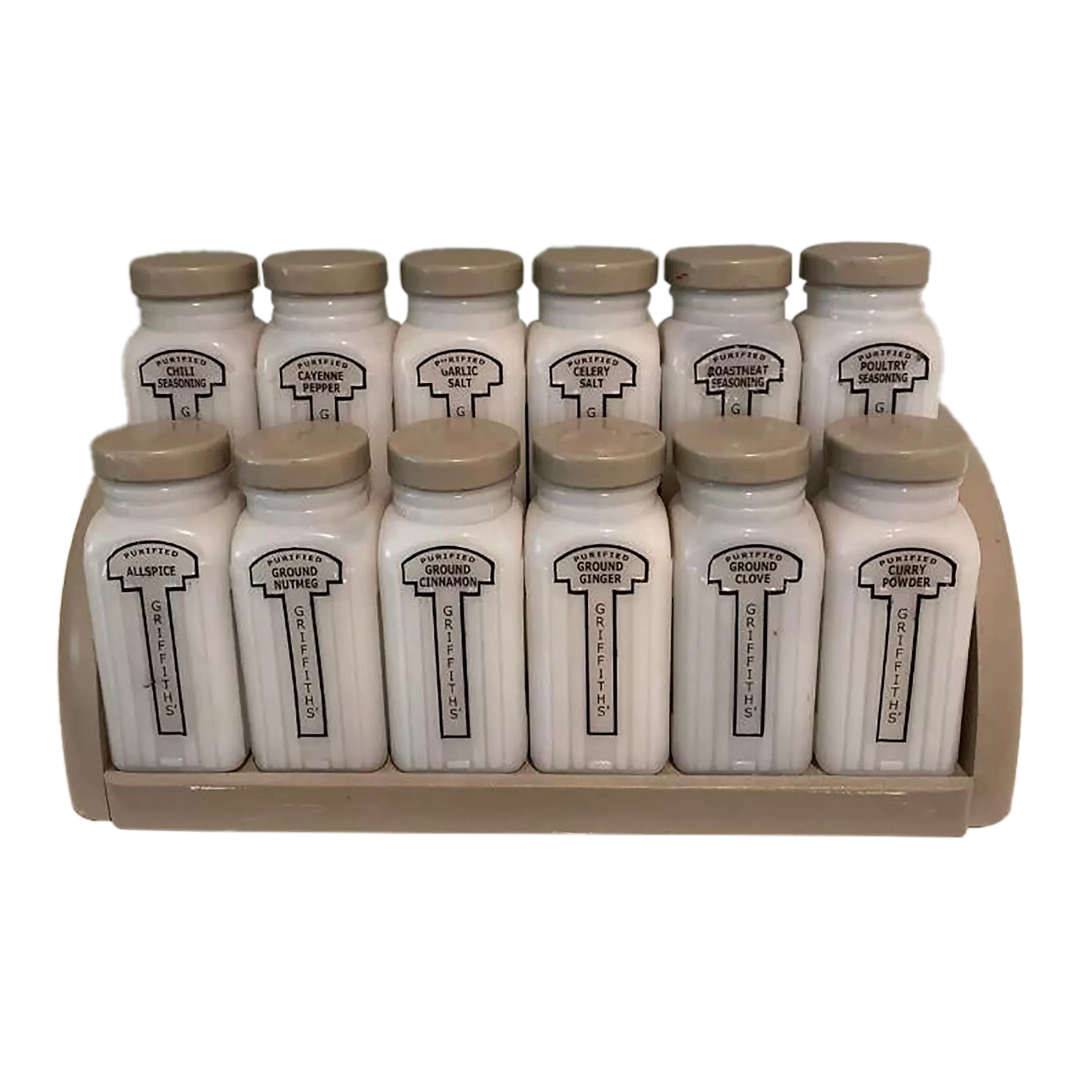 1940's Griffith Laboratories Spice Jars-Set of 12 | Chairish