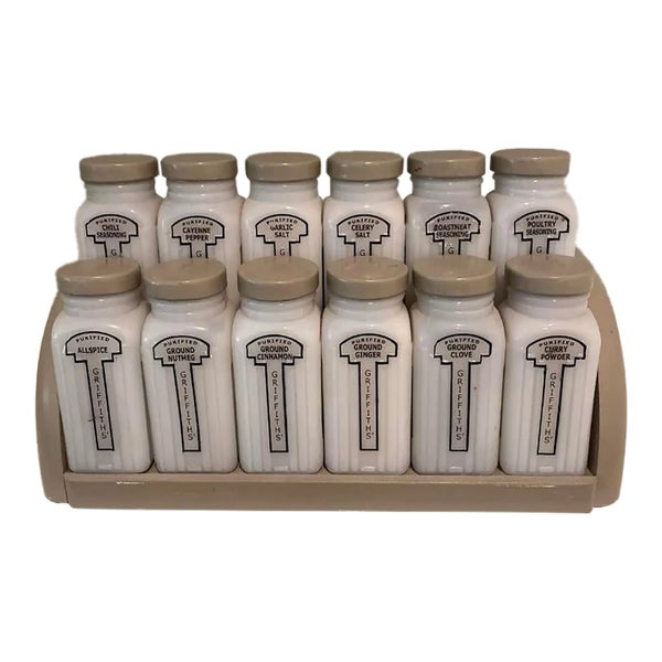 1940'~1950' ♥️GRIFFITH'S SPICE BOTTLES 1940's Griffith Laboratories Spice Jars-Set of 12 | Chairish