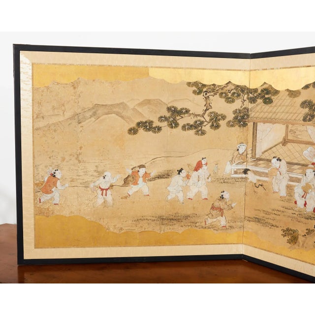Japanese 19th Century Japanese Edo Screen Kano School Garden Terrace For Sale - Image 3 of 12