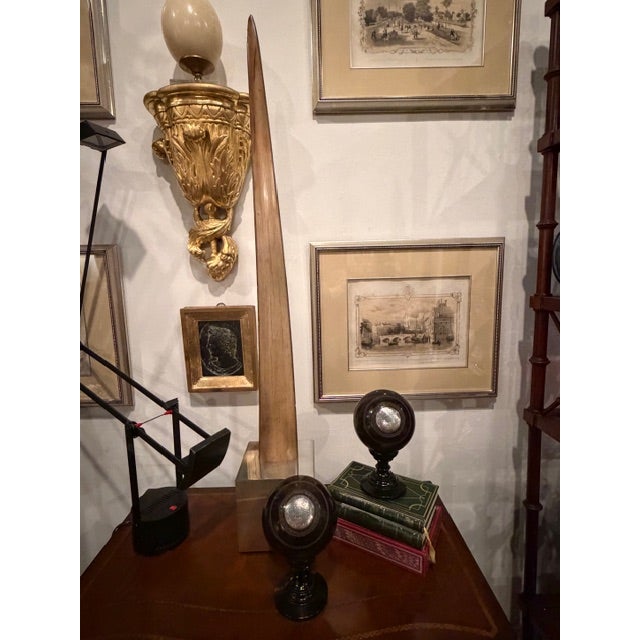 Victorian Carpet Balls on Stands With Sterling Silver Plaques -a Pair For Sale In Philadelphia - Image 6 of 13