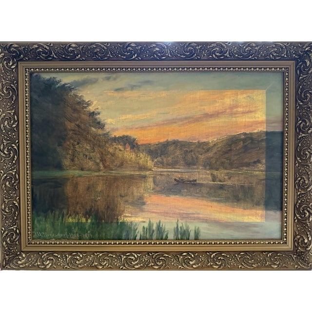 Bredsdorff Johan Ulrik Vester Skerninge, Lake Landscape, 1924, Oil on Canvas For Sale - Image 9 of 12