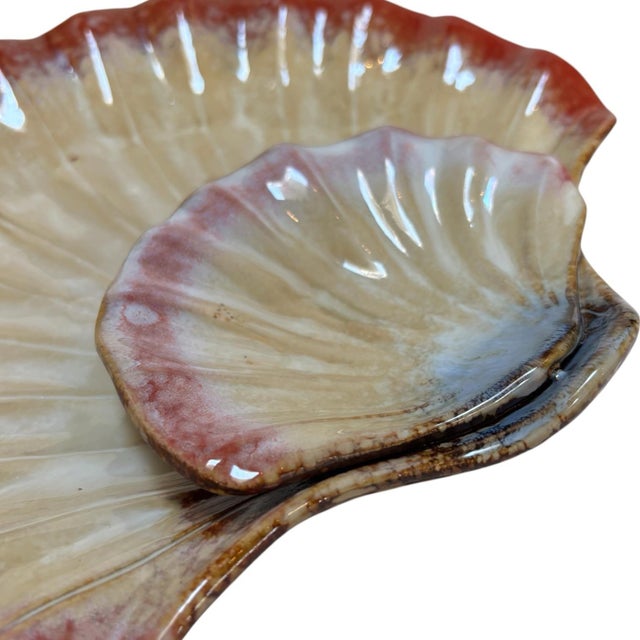 Mediterranean Mid Century Modern Glazed Clam Shell Serving Platter For Sale - Image 3 of 5