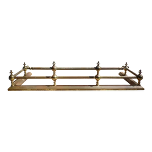 Antique 19th C. Victorian Brass Plated Fireplace Fender Fire Screen Surround