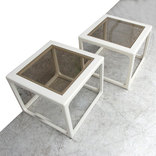 Glass Modern Lacquered Side Tables - A Pair For Sale - Image 7 of 8