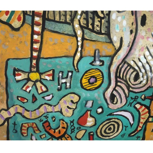 Alan Davie, Vibrant Alan Davie Scottish Colorful Surrealist British Pop Art Village Painting, 1982 For Sale - Image 13 of 14