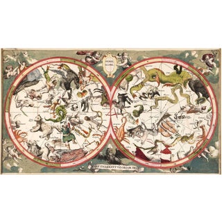 Antique Celestial Zodiac Map with Stars and Hemel Globe, 1720 For Sale