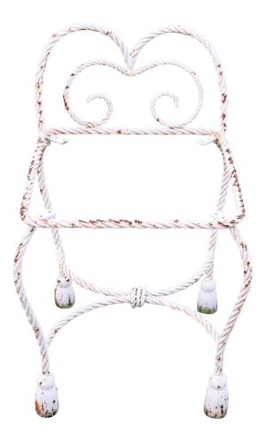 Hollywood Regency "Rope Tassel" Mid Century Wrought Iron Vanity Seat