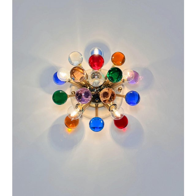 Murano Glass and Brass Sputnik Wall Sconces, 1990s, Set of 2 For Sale - Image 4 of 16