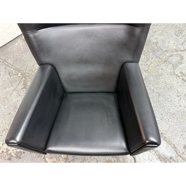 Hans Wegner for Carl Hansen & Son Thor Black Leather Ch445 Lounge Chair & Ch446 Footrest Set For Sale - Image 10 of 11