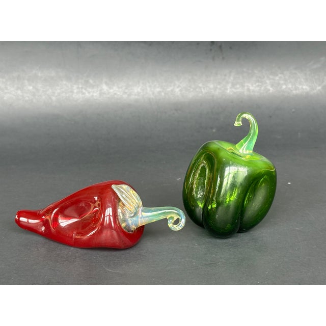 Hand Blown Glass Red and Green Pepper Vegetable Figurines For Sale - Image 10 of 12