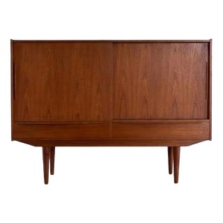 Danish Teak Sideboard with Sliding Doors and Open Compartment, 1960s For Sale