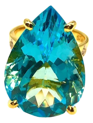 Bochic "Capri" Vintage Blue Topaz & Diamond RIng Set In 18K Gold & Silver